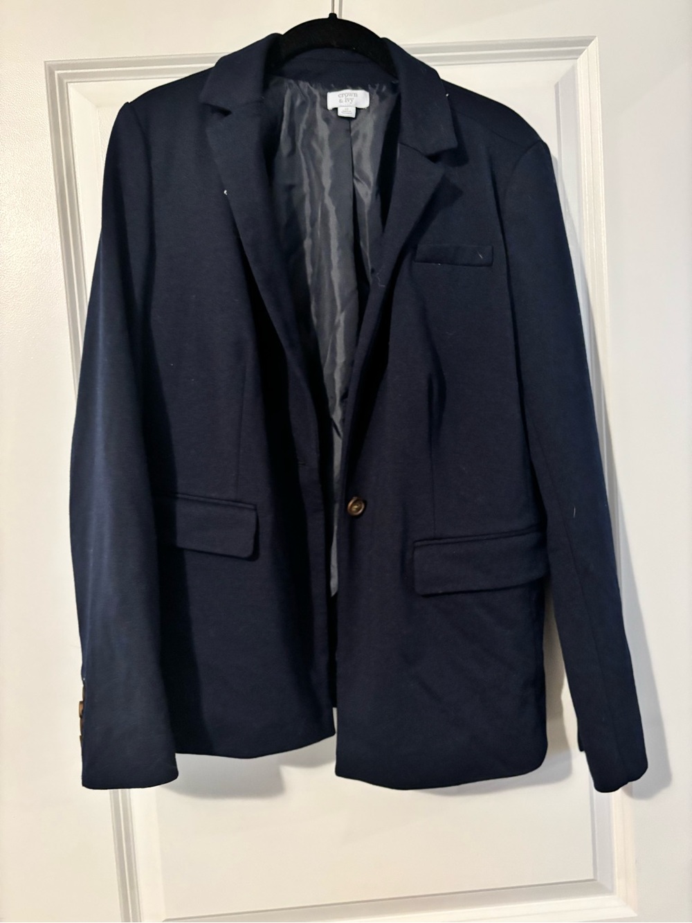 crown & ivy Navy Single-Button Sport Coat